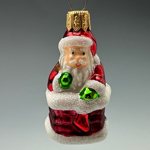 Festive Santa Claus Glass Ornaments Set - Red and White - Picture 5 of 12